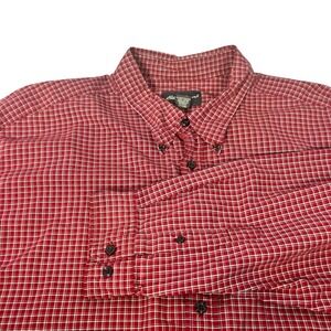 Eddie Bauer Mens XXL Tall Button Down Shirt Red Plaid Long Sleeve xxl
